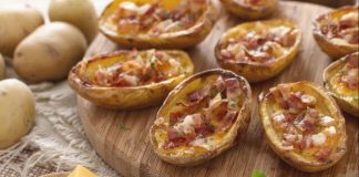 barchette di patate con cheddar e pancetta