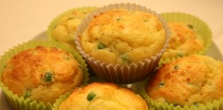 muffin con piselli e prosciutto