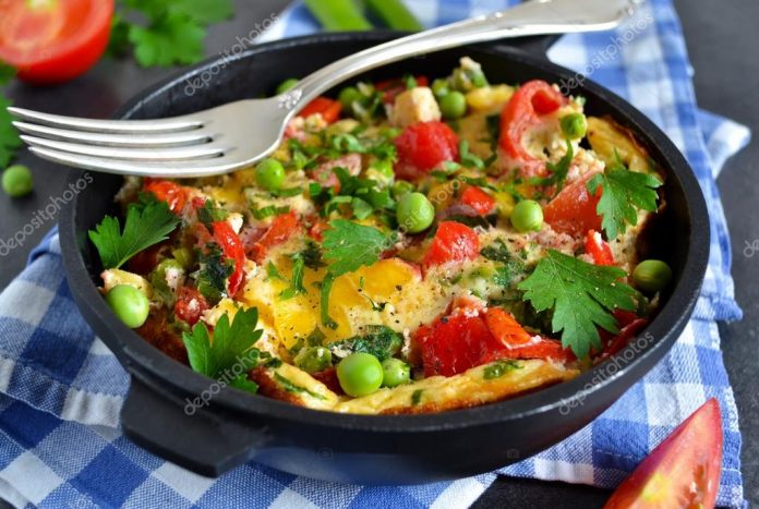 Frittata con feta e peperoni