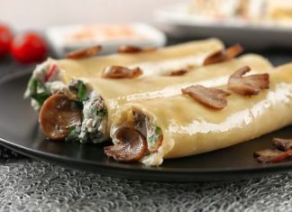 cannelloni di salsicciae funghi